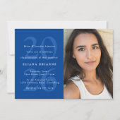 Klasse van 2025 klassieke blauwe afstudeerfeest fo kaart (Voorkant)