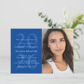 Klasse van 2025 klassieke blauwe afstudeerfeest fo kaart (Staand voorkant)