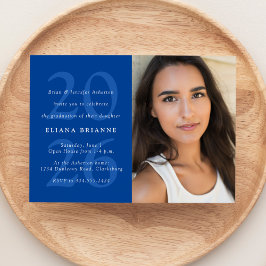 Klasse van 2025 klassieke blauwe afstudeerfeest fo kaart