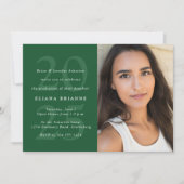 Klasse van 2025 klassieke groene foto afstudeerfee kaart (Voorkant)