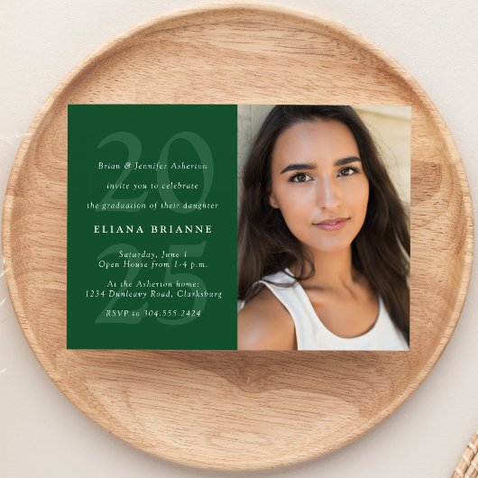 Klasse van 2025 klassieke groene foto afstudeerfee kaart