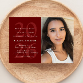 Klasse van 2025 klassieke rode foto afstudeerfeest kaart