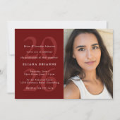 Klasse van 2025 klassieke rode foto afstudeerfeest kaart (Voorkant)