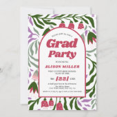 Klasse van 2025 kleurrijke retro bloemen Afstudere Kaart (Voorkant)