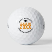 Klasse van 2025 Leuk & Stijlvol Oranje Afstuderen Golfballen (Voorkant)