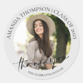 Klasse van 2025 leuke foto Afstuderen Dank u Ronde Sticker (Voorkant)