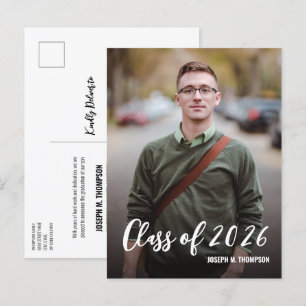 Klasse van 2025 Mannelijk Afstuderen Foto Aangepas Aankondigingskaart