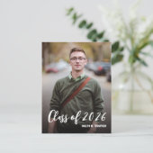 Klasse van 2025 Mannelijk Afstuderen Foto Aangepas Aankondigingskaart (Staand voorkant)