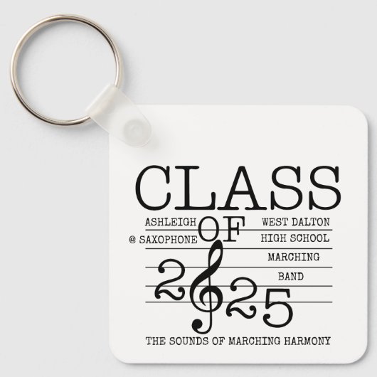 Klasse van 2025 Marching Band Afstuderen Inspirere Sleutelhanger (Voorkant)