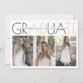 Klasse van 2025 marine blauw, perzik afstuderen fo kaart (Voorkant)