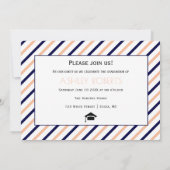 Klasse van 2025 marine blauw, perzik afstuderen fo kaart (Achterkant)