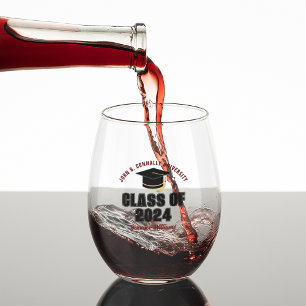 Klasse van 2025 Maroon Afstuderen Custom Afstudere Wijnglas Zonder Voet