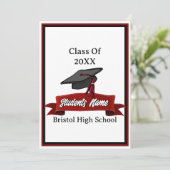 Klasse van 2025 Maroon en Black Graduation Party Kaart (Staand voorkant)