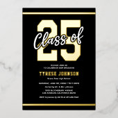 Klasse van 2025 Masculine Graduation Party Folie Uitnodiging (Voorkant)