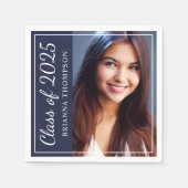 Klasse van 2025 Midnight Blue Graduation Party Fot Servet (Voorkant)