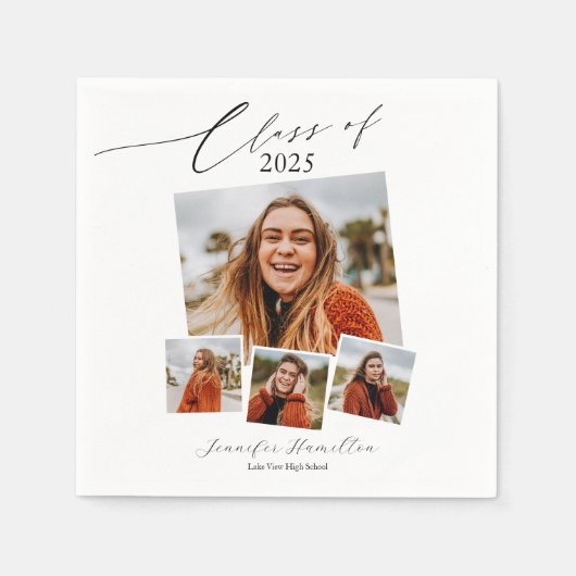 Klasse van 2025 Minimalistische Foto Afstudeerder  Servet (Voorkant)