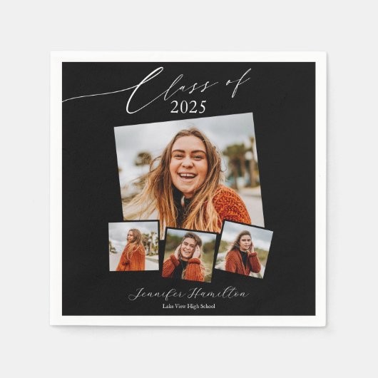 Klasse van 2025 Minimalistische Foto Afstudeerder  Servet (Voorkant)