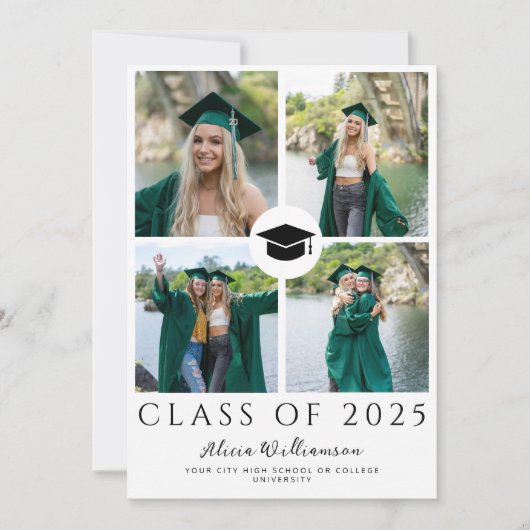 Klasse van 2025 modern 5 foto collage afstuderen aankondiging (Voorkant)