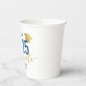 Klasse van 2025 Modern Navy Blue Gold Afstuderen Papieren Bekers (Links)
