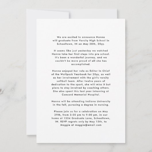 Klasse van 2025 Modern Photo Afstuderen Open Huis Aankondiging (Achterkant)