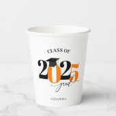 Klasse van 2025 Modern Tyopgraphy Oranje Afstudere Papieren Bekers (Achterkant)