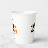 Klasse van 2025 Modern Tyopgraphy Oranje Afstudere Papieren Bekers (Links)