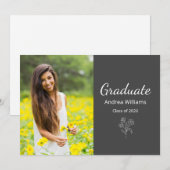 Klasse van 2025 Moderne Foto Elegant Grijs Aankondiging (Voorkant / Achterkant)