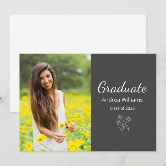 Klasse van 2025 Moderne Foto Elegant Grijs Aankondiging (Voorkant / Achterkant)