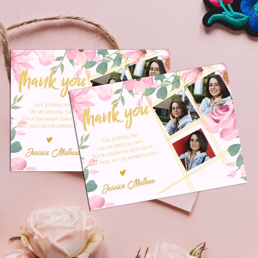 Klasse van 2025 Multi Photo Afstuderen Bedankt Briefkaart