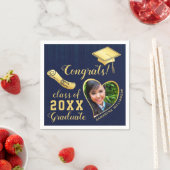 Klasse van 2025 Navy Blauw en Goud Afstuderen Foto Servet (Insitu)