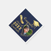 Klasse van 2025 Navy Blauw en Goud Afstuderen Foto Servet (Hoek)