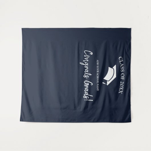Klasse van 2025 Navy Blue Afstuderen Achtergrond Wandkleed (Voorkant (horizontaal))