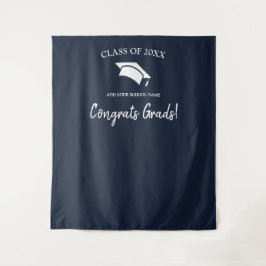 Klasse van 2025 Navy Blue Afstuderen Achtergrond Wandkleed
