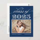 klasse van 2025 Navy Blue Photo Afstuderen Briefkaart (Voorkant / Achterkant)