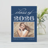  klasse van 2025 Navy Blue Photo Afstuderen Kaart (Staand voorkant)