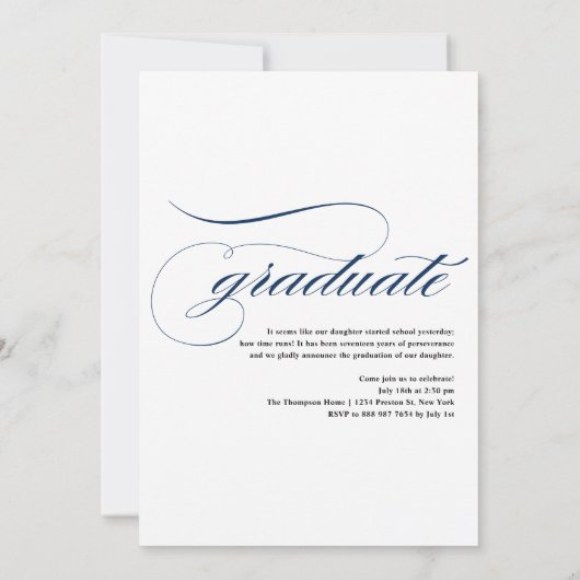  klasse van 2025 Navy Blue Photo Afstuderen Kaart (Achterkant)