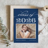  klasse van 2025 Navy Blue Photo Afstuderen Kaart