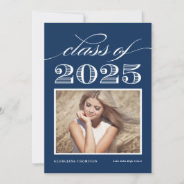 klasse van 2025 Navy Blue Photo Afstuderen Kaart