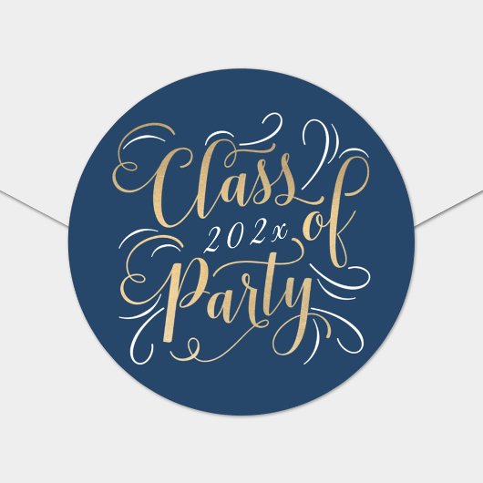 Klasse van 2025 Navy Gold Graduation Party Ronde Sticker