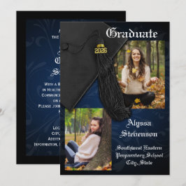 Klasse van 2025 Navy Tassel Dignified Afstuderen Kaart