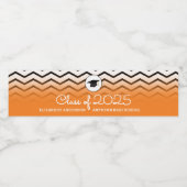 Klasse van 2025 Oranje en zwarte Chevrons Afstuder Waterfles Etiket (Enkel label)