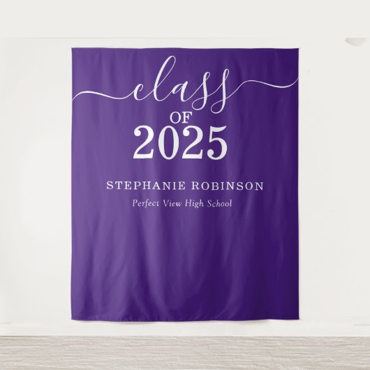 Klasse van 2025 Paarse Afstuderen Achtergrond Prop Wandkleed (Voorkant)
