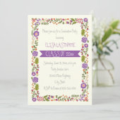 Klasse van 2025 paarse bloemengrens afstuderen kaart (Staand voorkant)