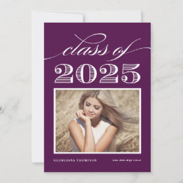 Klasse van 2025 Paarse Foto Afstuderen Kaart
