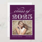 Klasse van 2025 Paarse Foto Afstuderen Kaart (Voorkant / Achterkant)