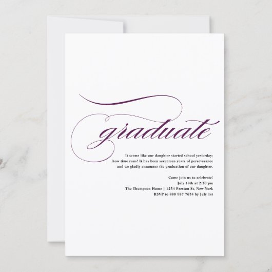  Klasse van 2025 Paarse Foto Afstuderen Kaart (Achterkant)