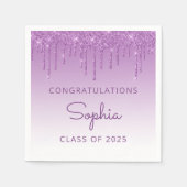 Klasse van 2025 Paarse Glitter Drip Afstuderen Servet (Voorkant)