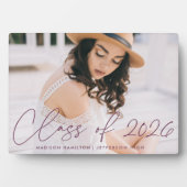 Klasse van 2025 Paarse Script Afstuderen Foto Fotoplaat (voorkant)