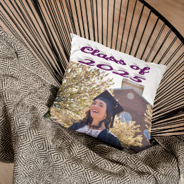 Klasse van 2025 paarse script afstuderen foto kussen