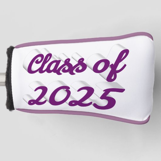 Klasse van 2025 paarse script afstuderen golfheadcover (Voorkant)